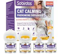 Sobirdos 6-in-1 Cat Pheromone Calming Diffuser Kit - Relieve Anxiety, Reduce Fights/Scratching, 2 Plugs + 4 Refills, 120 Days (Orange, L)