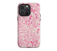SobLn for iPhone 16 Pro Case, Vintage Garden Sage Floral Flower Leaves Branch Cover, Cute Aesthetic Hybrid 2-Layer Hard Shell Shockproof Protective Phone Case for Girls Women 6.3'', Hot Pink