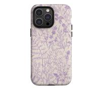 SobLn for iPhone 16 Pro Max Case, Vintage Garden Sage Floral Flower Leaves Branch Design Cover, Cute Aesthetic Hybrid 2-Layer Hard Shell Shockproof Protective Phone Case for Girls Women 6.9'', Purple