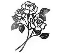 SOBLUING Metal Rose Flowers Wall Decor, Metal Wall Sculpture for Patio Balcony, Black Metal Rose Flowers Wall Decor Art for Living Room Bathroom Bedroom Dining Room