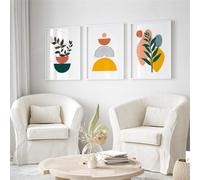 SOBMQ 3 Pictures Set-Abstract Line Leaf Rainbow Sun Modern Geometric Wall Art Prints Canvas Painting Nordic Poster Picture For Living Kitchen Room Decor-40 * 60cm*3Pcs (Unframed)