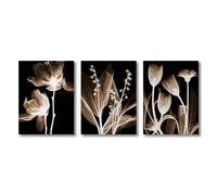 SOBMQ 3 Pictures Set-Flower Canvas Painting Tulip Posters Abstract Wall Art Black White Still Life Pictures For Living Room Bedroom Kitchen Home Decor-30 * 40cm*3Pcs (Unframed)
