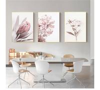 SOBMQ 3 Pictures Set-Scandinavian Living Bedroom Room Office Decoration Pictures Flowers Wall Art Peony Posters Floral Art Print Protea Rose Canvas Painting-40 * 60cm=16x24inch (No Frame)
