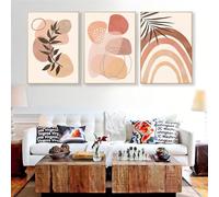 SOBMQ 3 Pieces-Abstract Minimalist Tropical Art Anime Poster and Print Geometry Green Plants Leaves Wall Decor Painting Picture For Living Room Office Decor-50 * 75cm=20 * 29inch (No Frame)
