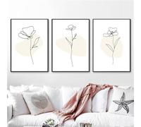 SOBMQ 3 Pieces-Abstract Plants Flowers One Line Drawing Art Prints Modern Minimalist Wall Art Pictures Floral Canvas Painting Kitchen Bedroom Decor-50 * 75cm=20 * 29inch (No Frame)