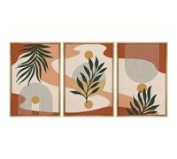 SOBMQ 3 Pieces-Canvas Print Wall Art Leaf Botanical Geometric Collage Abstract Nature Modern Art Nordic For Living Room, Bedroom Office Decor-50 * 60cm*3Pcs (Unframed)