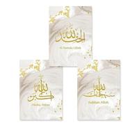SOBMQ 3 Pieces-Islamic Wall Art Gold Calligraphy Canvas Poster Painting Print Picture Living Room Kitchen Bedroom Office Interior Home Decor Artwork-40 * 50cm=16x20inch (No Frame)