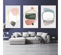 SOBMQ Abstract Irregular Pattern Suitable Office Lobby Colorful Artwork Pink Cyan Gray Simple Poster for Office Home Bedroom Decoration-40 * 50cm*3PCS (No Frame)