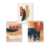 SOBMQ Art Decor-Abstract Modern Art Poster Orange Blue Blush Texture Canvas Paintings Print Wall Pictures Mural Living Room Office Interior Home Decor-30 * 50cm-3PCS (No Frame)