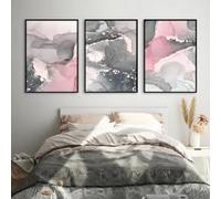 SOBMQ Poster,Abstract Scandinavian Pink Grey Marble Posters Prints Canvas Painting Nordic Style Wall Art Pictures Living Room Home Decoration-50 * 60cm*3Pcs (Unframed Print)