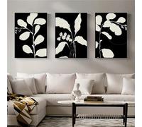 SOBMQ Set of 3-Abstract Flower Leaves Canvas Painting Botanical Shadow Black Poster Print Nordic Wall Art Picture For Living Room Kitchen Bedroom Decor-50 * 70cm*3Pcs (Unframed)