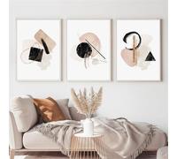 SOBMQ Set of 3-Abstract Texture Boho Prints Blush Pink Beige Ivory Poster Canvas Paintings Watercolor Wall Art Picture Bedroom Office Home Decoration-50 * 60cm=20 * 24inch (No Frame)