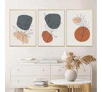SOBMQ Set of 3-Plant Leaves Lines Art Prints Colour Block Print Pictures Abstract Wall Posters Boho Wall Art Nordic Poster Living Kitchen Bedroom Decor-50 * 70cm*3Pcs (Unframed)