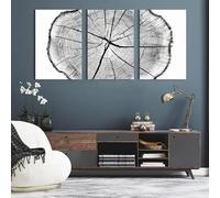 SOBMQ Wall Art,Abstract Black White Tree Ring Wall Art Canvas Paintings Modern Nature Wilderness Art Rustic Calm Picture For Living Room Kitchen Decoration-50 * 70cm*3Pcs (Unframed Print)