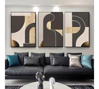 SOBMQ Wall Art,Abstract Golden Brown Geometric Wall Art Canvas Painting Modern Posters and Prints Artwork Picture for Living Room Home Decoration-40 * 60cm*3Pcs (Unframed Print)