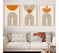 SOBMQ Wall Art-Burnt Orange Sun Moon Canvas Print Boho Minimalist Wall Art Geometric Rainbow Abstract Sunset Poster Decoration Painting Picture-(50W *60L cm)-3pcs No Frame