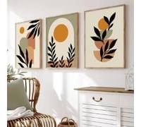 SOBMQ Wall Pictures,Abstract Boho Style Geometric Lines Sun Greenery Wall Art Canvas Painting Nordic Simple Posters Prints Picture Home Bedroom Decor-50 * 60cm*3Pcs (Unframed Print)