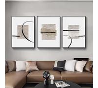 SOBMQ Wall Pictures,Abstract Color Block Beige Black Line Posters And Prints Minimalist Wall Art Canvas Painting Nordic Print Pictures Living Room Bedroom Decor-50 * 60cm*3Pcs (Unframed Print)