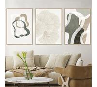 SOBMQ Wall Pictures,Boho Ginkgo Leaf Pastel Green Grey Brown Beige Line Wall Art Canvas Painting Abstract Posters And Prints Picture Living Room Home Decoration-60 * 80cm*3Pcs (Unframed Print)