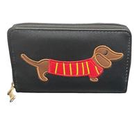 SoBo LEATHER Ladies Purse, Medium Size Purses Featuring Dogs, Zipped with Coin and Card Slots (Black)