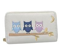 SoBo LEATHER Ladies Purse, Medium Size Purses Featuring Owls, Zipped with Coin and Card Slots (Silky Grey)