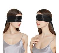 SOBONNY Silk Blindfold Sexy 60" Silky Multiple Uses Ribbon Solid Color Hair Tie for Women Fashion Silk Belt Sash Necktie(Black & Black)
