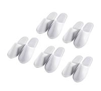 Sobotoo 5 Pairs Disposable Slippers White Non-Slip Closed Toe Slippers Shoes Comfortable Waffle Adult Slippers for Spa Guest Travel Hotel Nail Salon (A)