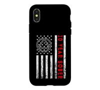 Sobriety 10 Years Sober Narcotics Anonymous American Flag Case for iPhone X/XS