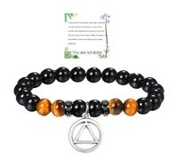 Sobriety Gifts for Men Women, Shark Bracelet for Men Shark Lover Gifts, Sober Gifts Sobriety Bracelet with AA Alcoholics Anonymous Circle Triangle Charm Addiction Recovery Inspirational Bracelets