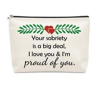 Sobriety Gifts for Women Inspirational Makeup Bag Encouragement Recovery Gift Anniversary Sobriety Gift Alcoholics Anonymous Gifts for Female Birthday Sober Recovery Presents Sober Cosmetic Bag