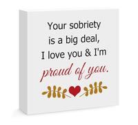 Sobriety Gifts for Women Men Proud of You Sobriety Wood Plaque Sign Desk Decor NA AA Recovery Gifts Sober Anniversary Present Motivational Wood Sign Home Table Shelf Desk Decor