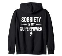 Sobriety Is My Superpower Sober Pride Recovery Sobriety Life Zip Hoodie