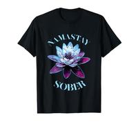 Sobriety Lotus Flower Namastay Sober NA 12 Step Recovery Value Graphic T-Shirt
