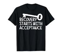 Sobriety Recovery Starts with Acceptance Value Graphic T-Shirt, Men, Black, M