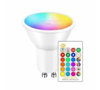SOBROVO 1 Pack GU10 Colour Changing LED Bulbs Dimmable 50 Watt Equivalent with Remote 5W Spotlight Cool White 6000K 12 Colours RGBW Spot Lights 5 Modes Timer for Atmosphere and Daily Lighting