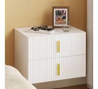 SoBuy FBT177-E-W White Wall-Mounted Bedside Table with 2 Drawers
