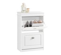 Sobuy Fsr78-W, Shoe Rack Cabinet With 2 Flip Drawers, Slim Shoe Storage Unit,white,w53.5Xd23.8Xh82.5