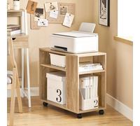 SoBuy 2-Tier Rolling End Table - Wheeled Storage in Light Oak SoBuy Light Oak