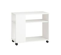 SoBuy 2-Tier Rolling End Table - Wheeled Storage in White SoBuy White