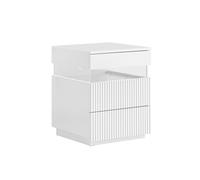 SoBuy 3-Drawer LED Bedside Table with Acrylic Panels, White