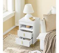 Sobuy Fbt168-W, Bedside Table Bedside Cabinet Nightstand With 3 Drawers And Shelf Side Table,white,w40Xd40Xh63.1
