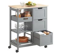 SoBuy 3 Drawers Kitchen Storage Trolley and Removable Tray FKW79-HG,UK
