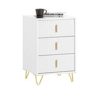 SoBuy 3Drawers Bedside Table Nightstand Side Table End Table,White,FBT115-L-W,UK