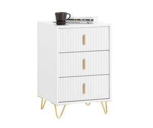 SoBuy 3Drawers Bedside Table Nightstand Side Table End Table,White,FBT115-L-W,UK