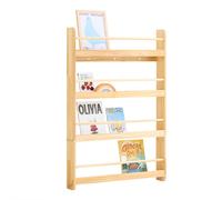 SoBuy 4-Tier Kids Bookshelf Natural Pine Book Storage 80x118cm