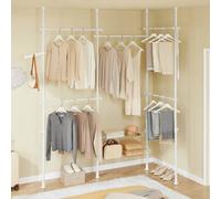 Sobuy Kls04-Ii-W,telescopic Clothes Rail Freestanding Adjustable Clothes Rack With Hanging Rails & Shelves For Bedroom