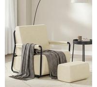 Sobuy Armchair With Footstool 29.1X26.3X30.7 Inch Load Capacity 143 Kg Fst99-Mi - Cream White