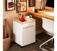 Sobuy Ask03-W, Home Office Mobile File Cabinet Desk Side File Storage Cabinet On Wheels,white,w40Xd40Xh63.5