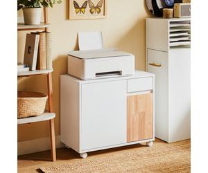 Sobuy Ask04-Nw, Home Office File Cabinet Printer Stand Storage Cabinet On Wheels,wood Effect,w65Xd35Xh58