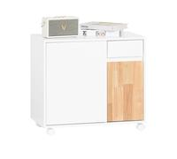 Sobuy ASK04-WN, Home Office File Cabinet Printer Stand Storage Cabinet on Wheels, White and Natural